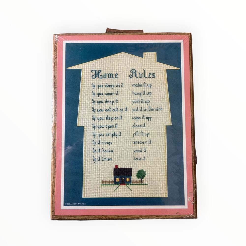 Arthur A. Kaplan Co. Home Rules Plaque 6x8 Vintage 1992